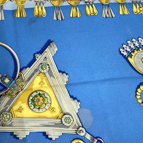 HERMES Carre 90 - Blue Yellow Multi Scarf 186-071725 - Picture 2 of 5